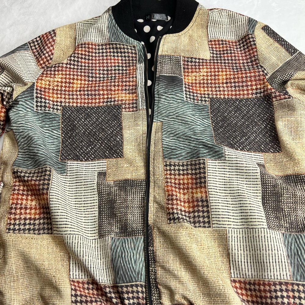 Lapis Patchwork Bomber Jacket - Multicolor Revers… - image 3